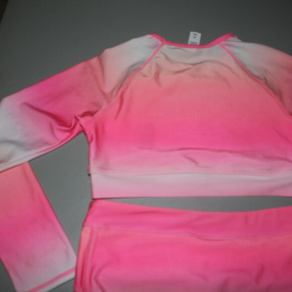 Pink & Orange 2 Pcs Rash Guard Set Size 14 - Picture 7 of 12